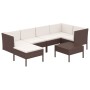 Set muebles de jardín 7 pzas y cojines ratán sintético marrón de vidaXL, Conjuntos de jardín - Ref: Foro24-3094407, Precio: 5...