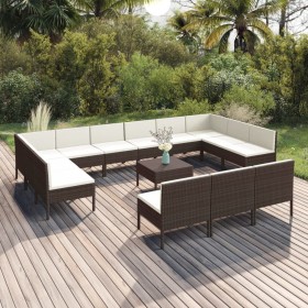 Garden furniture set 14 pieces and brown synthetic rattan cushions by vidaXL, Garden sets - Ref: Foro24-3094615, Price: 983,9...