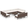 Set muebles de jardín 14 pzas y cojines ratán sintético marrón de vidaXL, Conjuntos de jardín - Ref: Foro24-3094615, Precio: ...