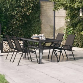 Garden table, steel and glass, gray and black, 140x70x70 cm. by vidaXL, Garden tables - Ref: Foro24-318770, Price: 184,98 €, ...