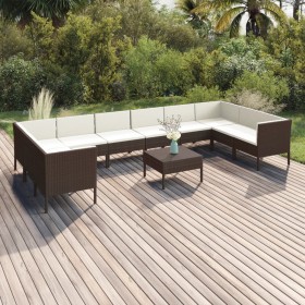 Garden furniture set 11 pieces and brown synthetic rattan cushions by vidaXL, Garden sets - Ref: Foro24-3094631, Price: 834,9...