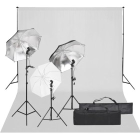 Kit de estudio fotográfico con set de luces y fondo de vidaXL, Flashes e iluminaciones de estudio - Ref: Foro24-3094710, Prec...