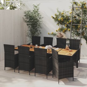 9-teiliges Garten-Essset und schwarze Kissen aus synthetischem Rattan von vidaXL, Gartensets - Ref: Foro24-3094863, Preis: 71...