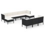 Set de muebles de jardín 10 pzas cojines ratán sintético negro de vidaXL, Conjuntos de jardín - Ref: Foro24-3094580, Precio: ...