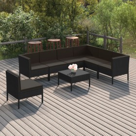 8-teiliges Gartenmöbel-Set und schwarze synthetische Rattankissen von vidaXL, Gartensets - Ref: Foro24-3094441, Preis: 556,49...