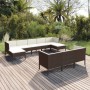 Set muebles de jardín 10 piezas cojines ratán sintético marrón de vidaXL, Conjuntos de jardín - Ref: Foro24-3094579, Precio: ...