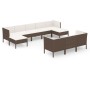 Set muebles de jardín 10 piezas cojines ratán sintético marrón de vidaXL, Conjuntos de jardín - Ref: Foro24-3094579, Precio: ...