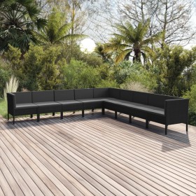 Gartenmöbel-Set 9-teilig mit schwarzen synthetischen Rattankissen von vidaXL, Gartensets - Ref: Foro24-3094465, Preis: 647,99...