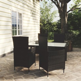 5-piece garden dining set with black PE rattan cushions by vidaXL, Garden sets - Ref: Foro24-3094867, Price: 372,99 €, Discou...