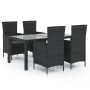 Juego de comedor de jardín 5 pzas con cojines ratán PE negro de vidaXL, Conjuntos de jardín - Ref: Foro24-3094867, Precio: 36...