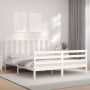 White solid wood bed frame with headboard 160x200 cm by vidaXL, Beds and slatted bases - Ref: Foro24-3193867, Price: 136,45 €...