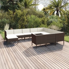 Garden furniture set 11 pieces and brown synthetic rattan cushions by vidaXL, Garden sets - Ref: Foro24-3094507, Price: 834,4...