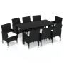 Set de comedor de jardín 9 pzas y cojines ratán sintético negro de vidaXL, Conjuntos de jardín - Ref: Foro24-3094978, Precio:...