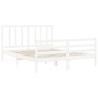 White solid wood bed frame with headboard 160x200 cm by vidaXL, Beds and slatted bases - Ref: Foro24-3193867, Price: 136,45 €...