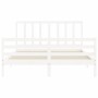 White solid wood bed frame with headboard 160x200 cm by vidaXL, Beds and slatted bases - Ref: Foro24-3193867, Price: 136,45 €...