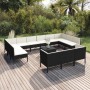 Set de muebles de jardín 14 pzas cojines ratán sintético negro de vidaXL, Conjuntos de jardín - Ref: Foro24-3094628, Precio: ...