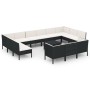 Set de muebles de jardín 14 pzas cojines ratán sintético negro de vidaXL, Conjuntos de jardín - Ref: Foro24-3094628, Precio: ...