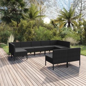 9-teiliges Gartenmöbel-Set und schwarze synthetische Rattankissen von vidaXL, Gartensets - Ref: Foro24-3094605, Preis: 607,99...