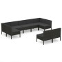 Set de muebles de jardín 9 pzas y cojines ratán sintético negro de vidaXL, Conjuntos de jardín - Ref: Foro24-3094605, Precio:...