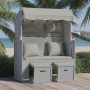 Silla playa Strandkorb con cojines ratán sintético madera gris de vidaXL, Tumbonas - Ref: Foro24-318659, Precio: 287,02 €, De...