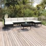 Set de muebles de jardín 8 pzas y cojines ratán sintético negro de vidaXL, Conjuntos de jardín - Ref: Foro24-3094544, Precio:...