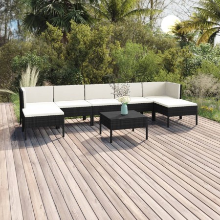 8-teiliges Gartenmöbel-Set und schwarze synthetische Rattankissen von vidaXL, Gartensets - Ref: Foro24-3094544, Preis: 608,98...