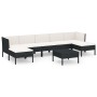 Set de muebles de jardín 8 pzas y cojines ratán sintético negro de vidaXL, Conjuntos de jardín - Ref: Foro24-3094544, Precio:...