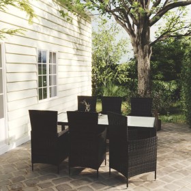 Garten-Essgruppe 7-teilig aus schwarzem synthetischem Rattan von vidaXL, Gartensets - Ref: Foro24-3094829, Preis: 479,99 €, R...