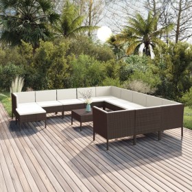 Gartenmöbel-Set 13-teilig und braune synthetische Rattankissen von vidaXL, Gartensets - Ref: Foro24-3094527, Preis: 971,71 €,...