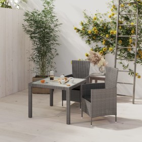 3-piece garden dining set with gray synthetic rattan cushions by vidaXL, Garden sets - Ref: Foro24-3094873, Price: 236,75 €, ...