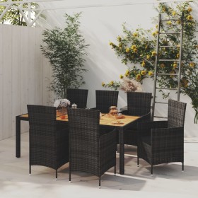 Garden dining set 7 pieces black synthetic rattan by vidaXL, Garden sets - Ref: Foro24-3094861, Price: 521,27 €, Discount: %