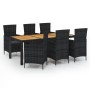 Garden dining set 7 pieces black synthetic rattan by vidaXL, Garden sets - Ref: Foro24-3094861, Price: 521,27 €, Discount: %