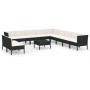 Set muebles de jardín 12 pzas y cojines ratán sintético negro de vidaXL, Conjuntos de jardín - Ref: Foro24-3094476, Precio: 9...