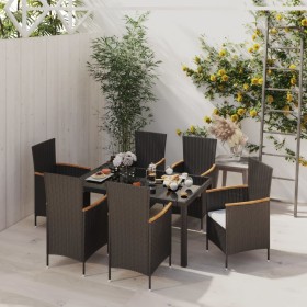 Juego de comedor de jardín 7 piezas ratán sintético negro de vidaXL, Conjuntos de jardín - Ref: Foro24-3094928, Precio: 551,9...