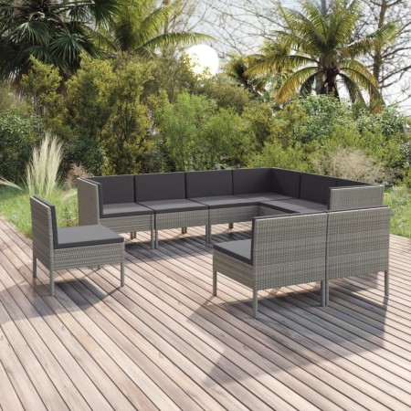 9-teiliges Gartenmöbel-Set und graue synthetische Rattankissen von vidaXL, Gartensets - Ref: Foro24-3094450, Preis: 799,64 €,...