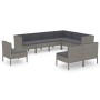 Set de muebles de jardín 9 pzas y cojines ratán sintético gris de vidaXL, Conjuntos de jardín - Ref: Foro24-3094450, Precio: ...