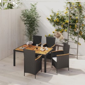 5-piece garden dining set with black PE rattan cushions by vidaXL, Garden sets - Ref: Foro24-3094911, Price: 406,99 €, Discou...