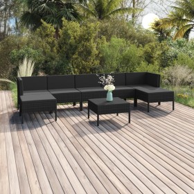 8-teiliges Gartenmöbel-Set und schwarze synthetische Rattankissen von vidaXL, Gartensets - Ref: Foro24-3094545, Preis: 654,99...