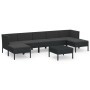 Set de muebles de jardín 8 pzas y cojines ratán sintético negro de vidaXL, Conjuntos de jardín - Ref: Foro24-3094545, Precio:...