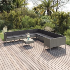 Garden furniture set 11 pieces and gray synthetic rattan cushions by vidaXL, Garden sets - Ref: Foro24-3094498, Price: 779,99...