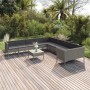 Set de muebles de jardín 11 pzas y cojines ratán sintético gris de vidaXL, Conjuntos de jardín - Ref: Foro24-3094498, Precio:...