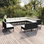 Set de muebles de jardín 12 pzas cojines ratán sintético negro de vidaXL, Conjuntos de jardín - Ref: Foro24-3094484, Precio: ...