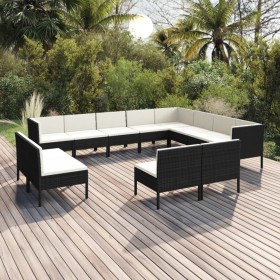 Gartenmöbel-Set, 12-teilig, schwarze Kissen aus synthetischem Rattan von vidaXL, Gartensets - Ref: Foro24-3094484, Preis: 943...