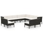 Set de muebles de jardín 12 pzas cojines ratán sintético negro de vidaXL, Conjuntos de jardín - Ref: Foro24-3094484, Precio: ...