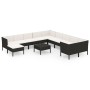 Set muebles de jardín 12 pzas y cojines ratán sintético negro de vidaXL, Conjuntos de jardín - Ref: Foro24-3094520, Precio: 9...