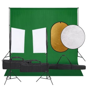 Fotostudio-Kit mit Lichtanlage, Kulisse und Reflektor von vidaXL, Blitze und Studiobeleuchtung - Ref: Foro24-3094755, Preis: ...