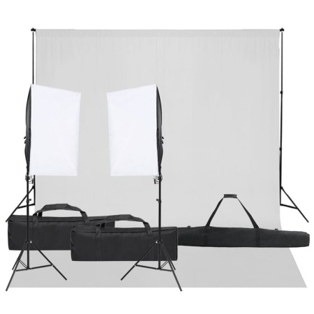 Kit de estudio fotográfico con set de luces y fondo de vidaXL, Flashes e iluminaciones de estudio - Ref: Foro24-3094740, Prec...