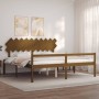 Elderly bed with honey brown wooden headboard 200x200 cm by vidaXL, Beds and slatted bases - Ref: Foro24-3195569, Price: 178,...