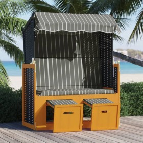 Beach chair Strandkorb canopy synthetic rattan wood black gray by vidaXL, Loungers - Ref: Foro24-318657, Price: 201,10 €, Dis...