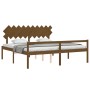 Elderly bed with honey brown wooden headboard 200x200 cm by vidaXL, Beds and slatted bases - Ref: Foro24-3195569, Price: 178,...